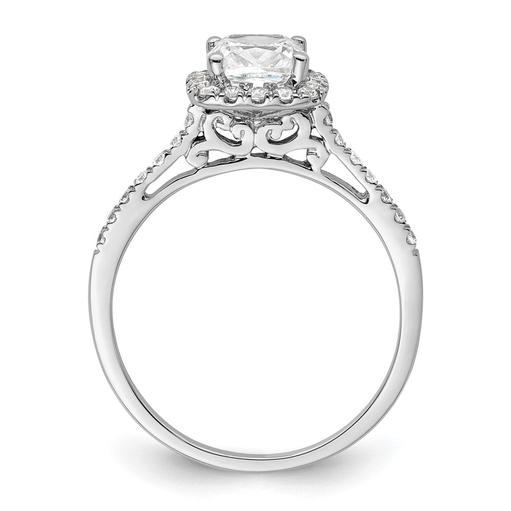 14k White Gold Cushion Halo Simulated Diamond Engagement Ring