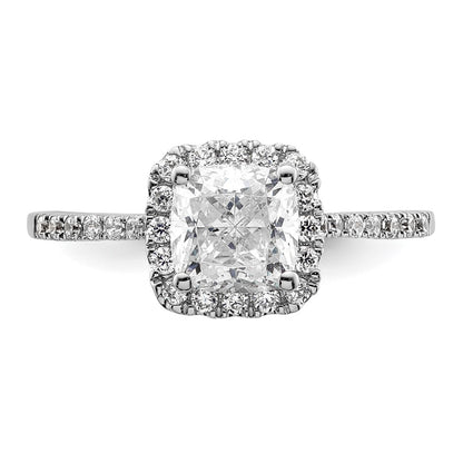 14k White Gold Cushion Halo Simulated Diamond Engagement Ring
