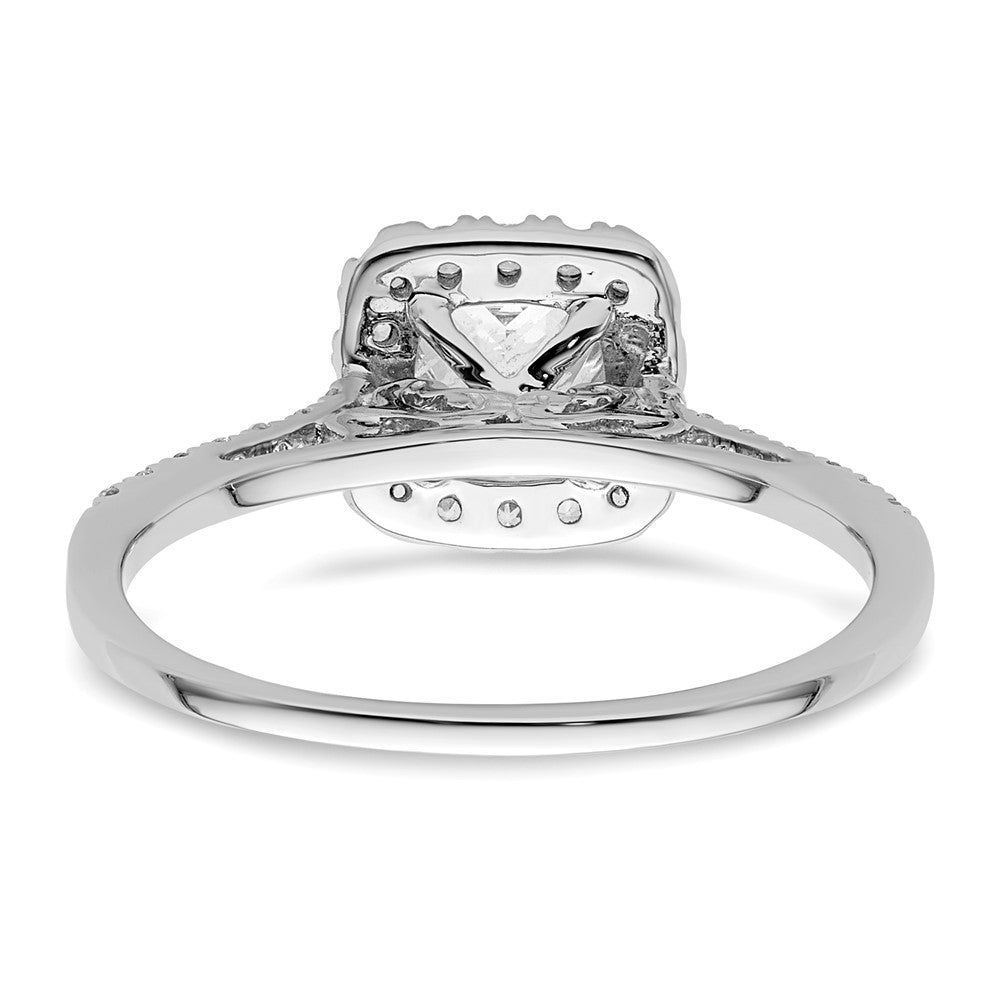 14k White Gold Cushion Halo Simulated Diamond Engagement Ring