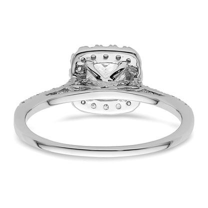 14k White Gold Cushion Halo Simulated Diamond Engagement Ring