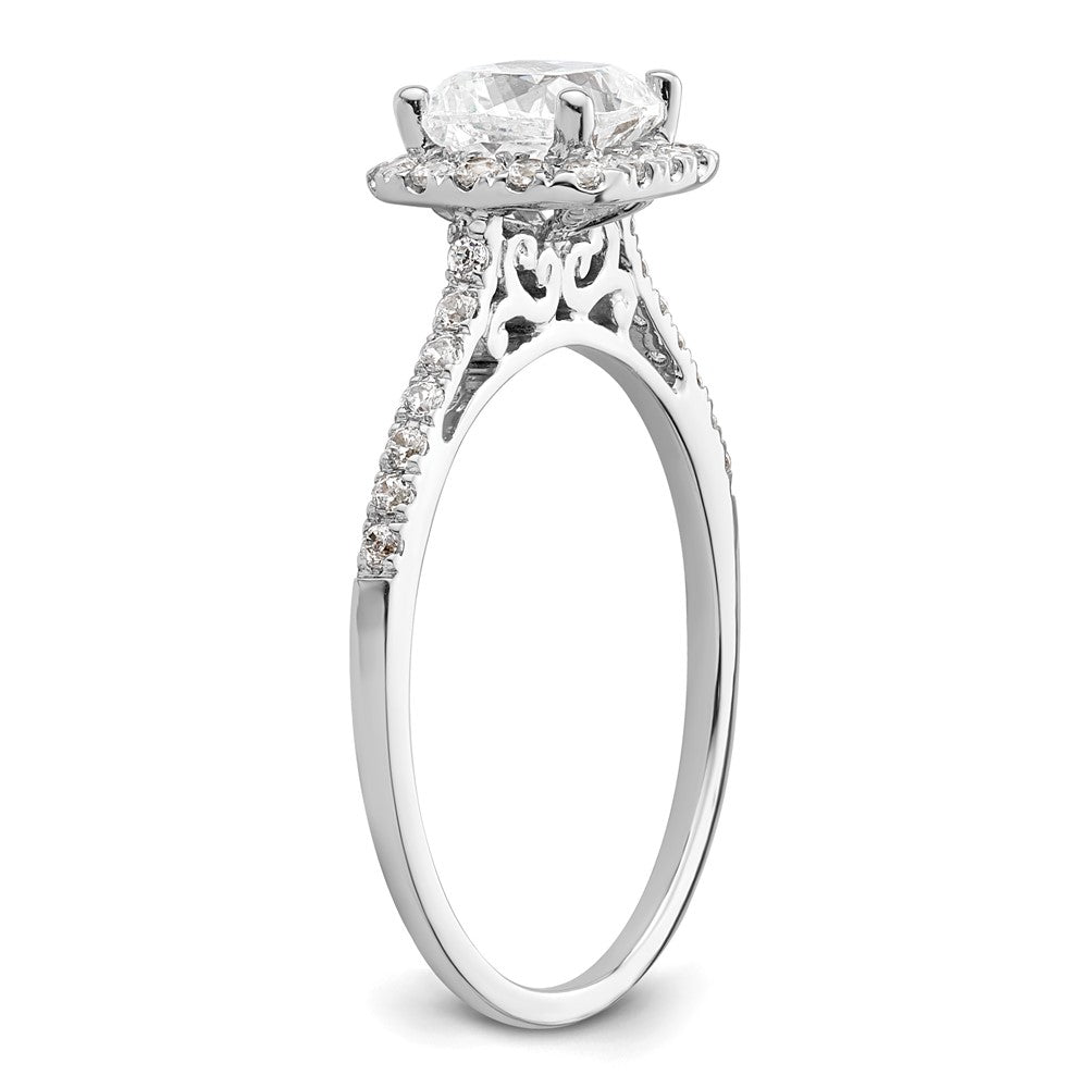 14k White Gold Cushion Halo Simulated Diamond Engagement Ring