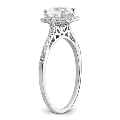 14k White Gold Cushion Halo Simulated Diamond Engagement Ring