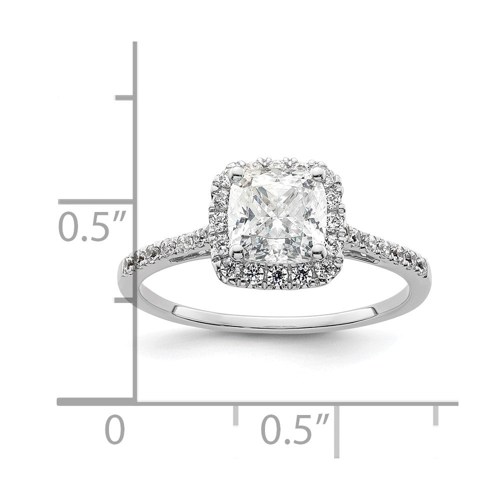 14k Two-tone Cushion Halo Simulated Diamond Engagement Ring