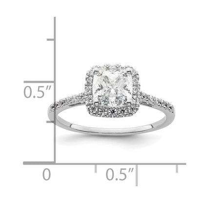 14k Two-tone Cushion Halo Simulated Diamond Engagement Ring