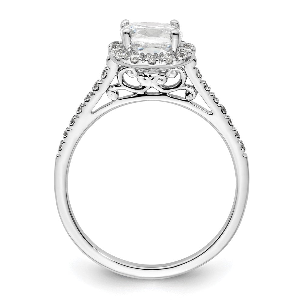 14k White Gold Cushion Halo Simulated Diamond Engagement Ring