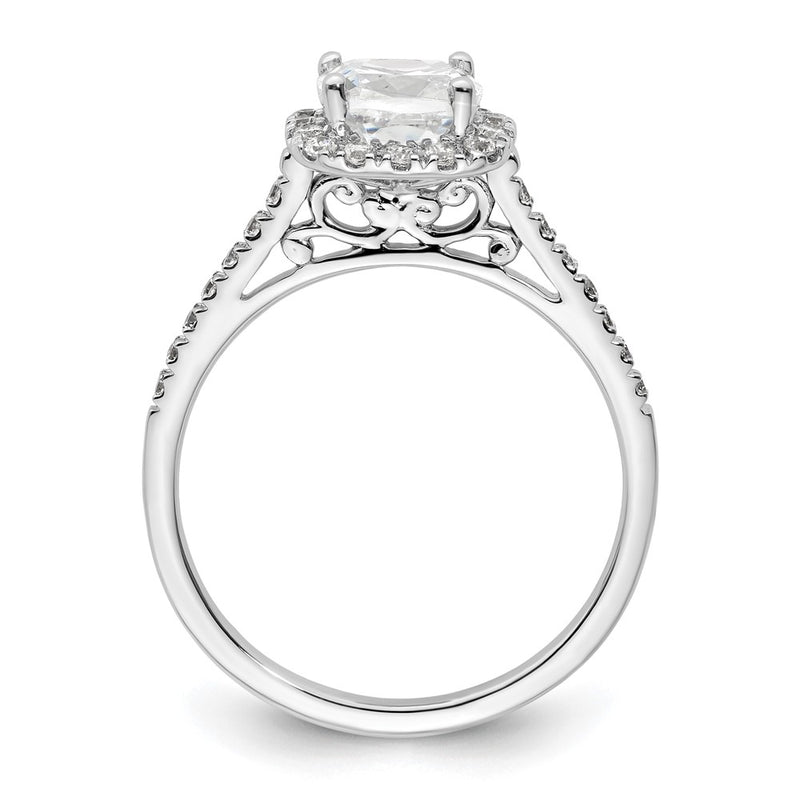 14k White Gold Cushion Halo Simulated Diamond Engagement Ring