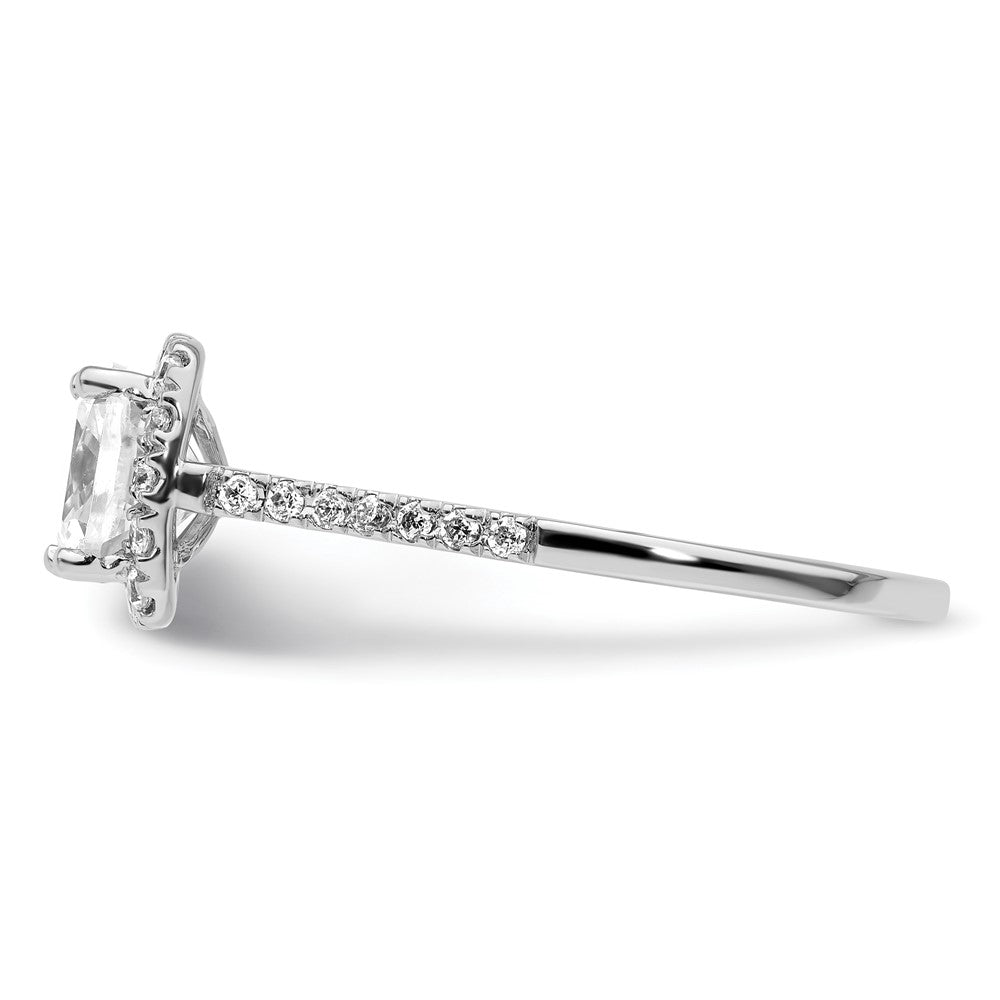 14k White Gold Cushion Halo Simulated Diamond Engagement Ring