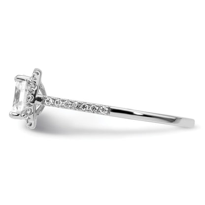 14k White Gold Cushion Halo Simulated Diamond Engagement Ring