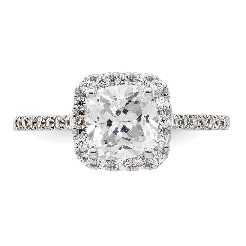 14k White Gold Cushion Halo Simulated Diamond Engagement Ring