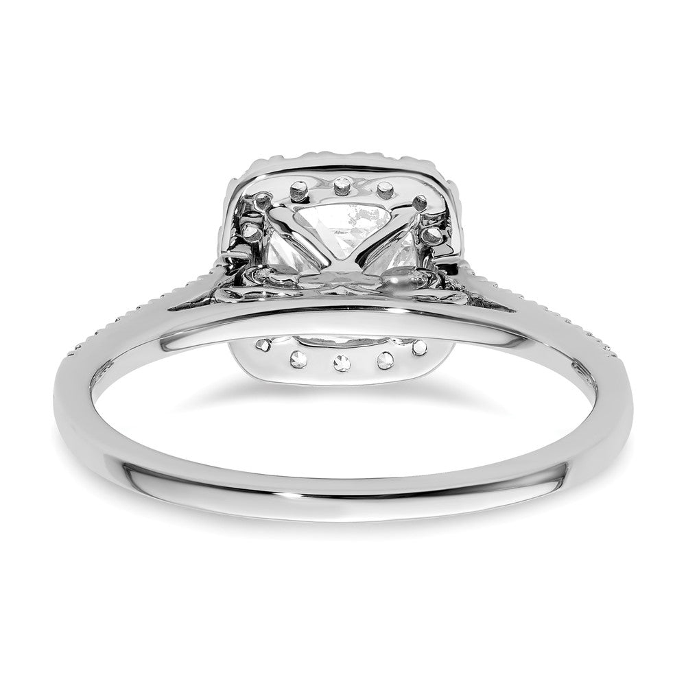 14k White Gold Cushion Halo Simulated Diamond Engagement Ring