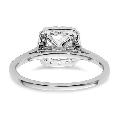 14k White Gold Cushion Halo Simulated Diamond Engagement Ring