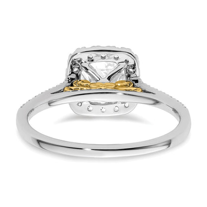 14k Two-tone Cushion Halo Simulated Diamond Engagement Ring