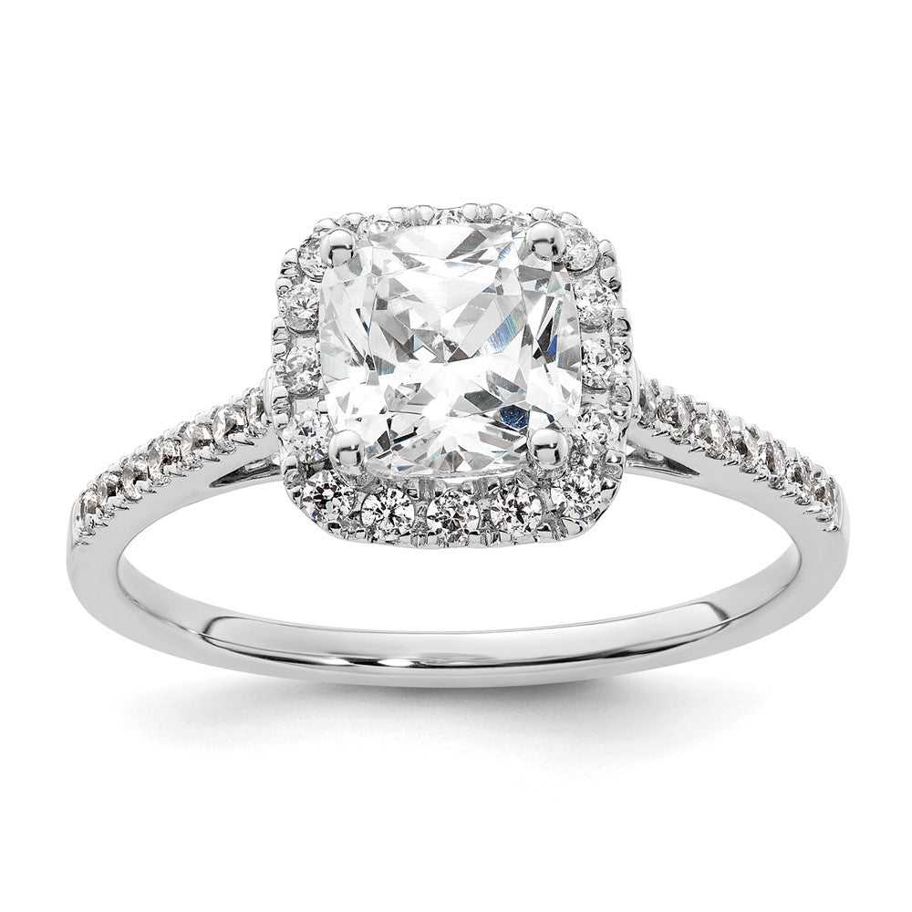 14k Two-tone Cushion Halo Simulated Diamond Engagement Ring