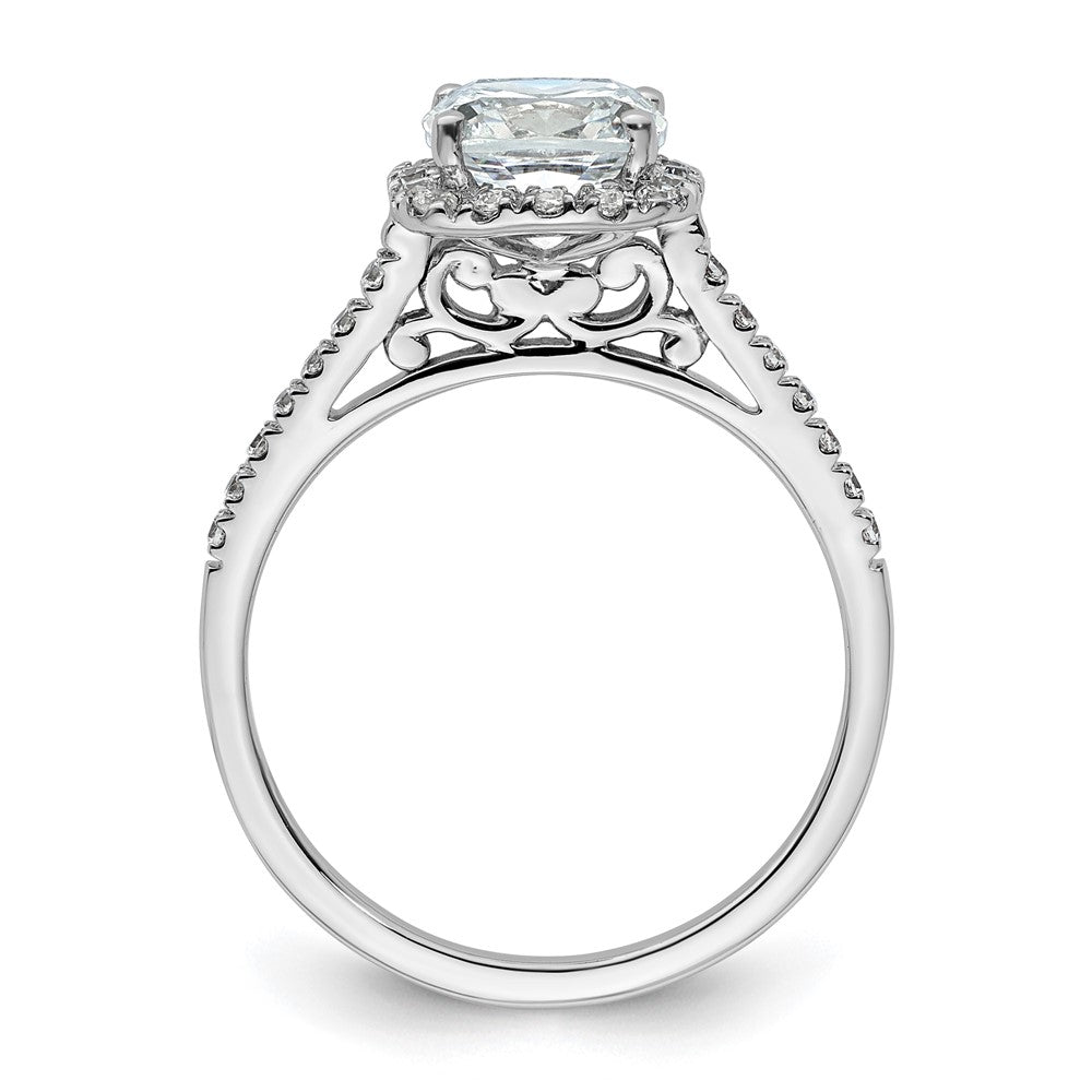 14k White Gold Cushion Halo Simulated Diamond Engagement Ring