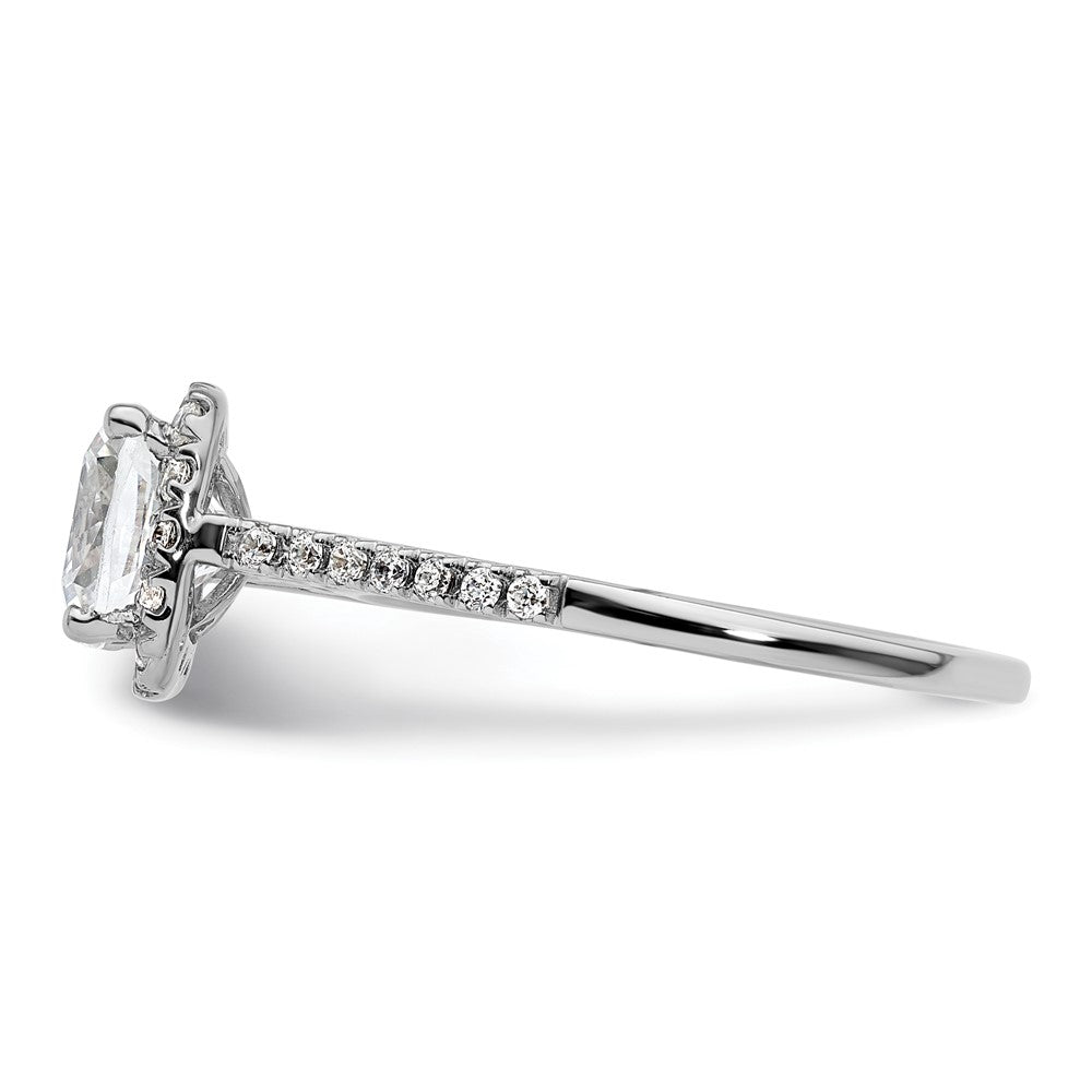 14k White Gold Cushion Halo Simulated Diamond Engagement Ring
