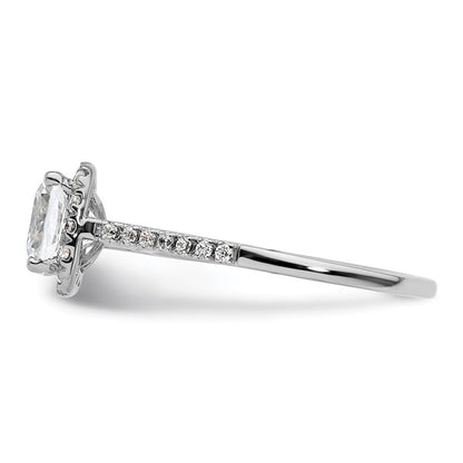 14k White Gold Cushion Halo Simulated Diamond Engagement Ring