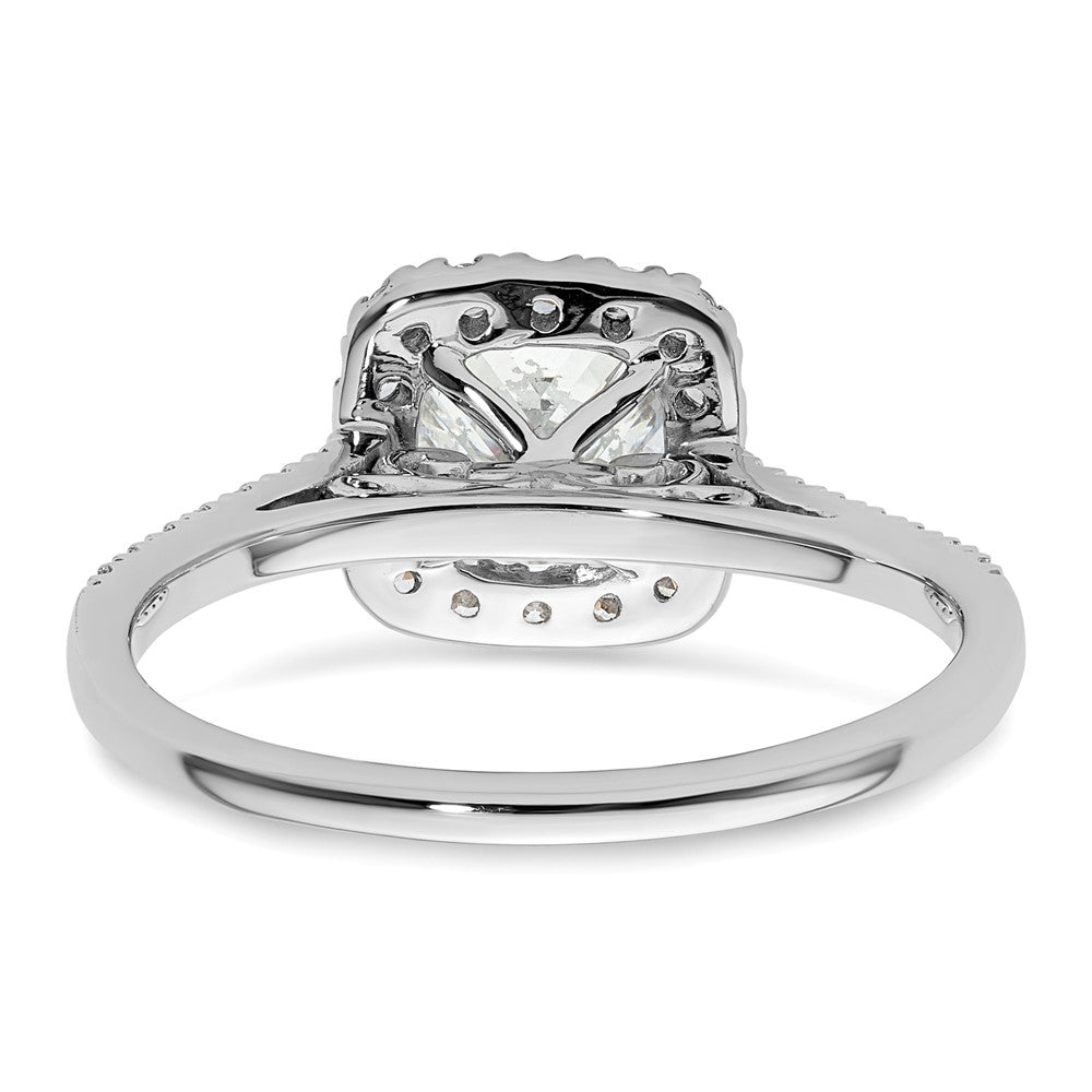 14k White Gold Cushion Halo Simulated Diamond Engagement Ring