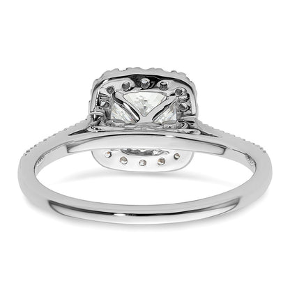 14k White Gold Cushion Halo Simulated Diamond Engagement Ring