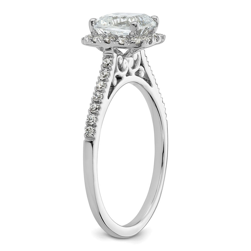 14k White Gold Cushion Halo Simulated Diamond Engagement Ring