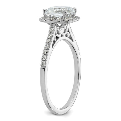 14k White Gold Cushion Halo Simulated Diamond Engagement Ring