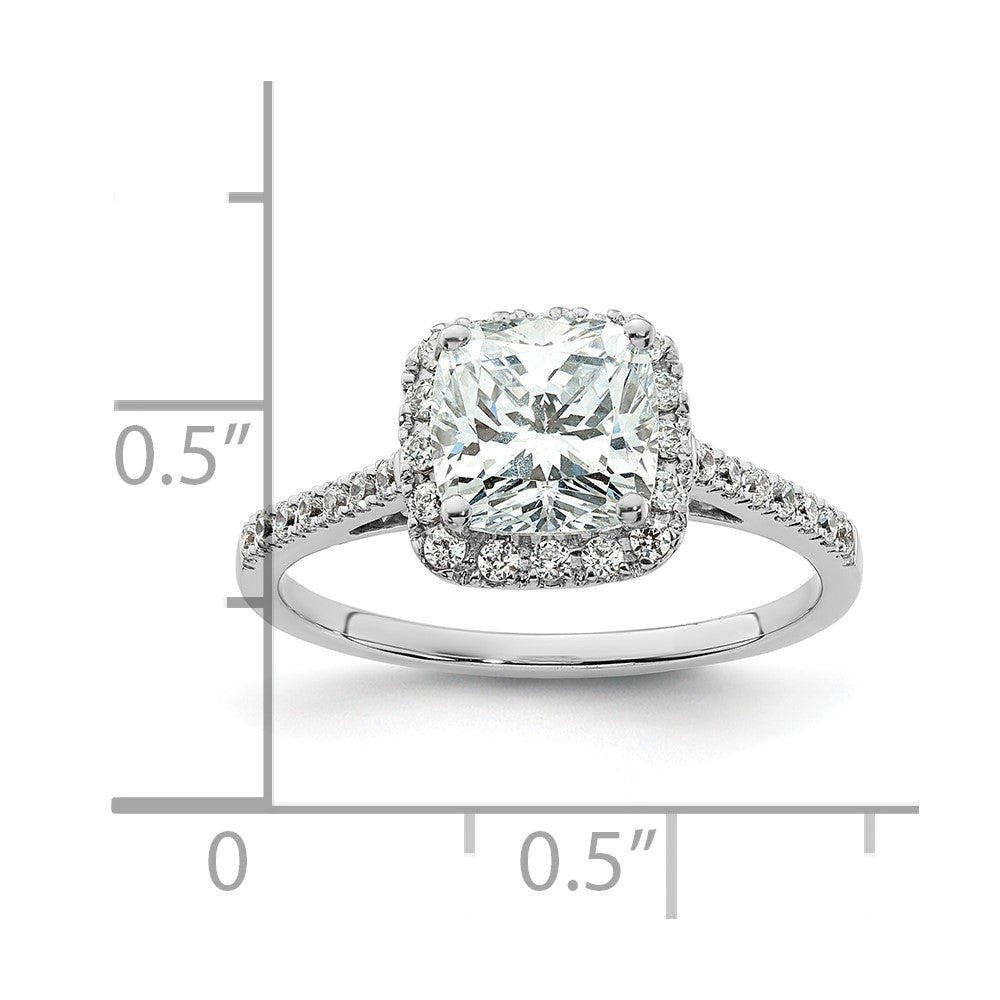 14k White Gold Cushion Halo Simulated Diamond Engagement Ring