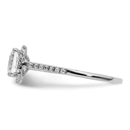 14k Two-tone Cushion Halo Simulated Diamond Engagement Ring