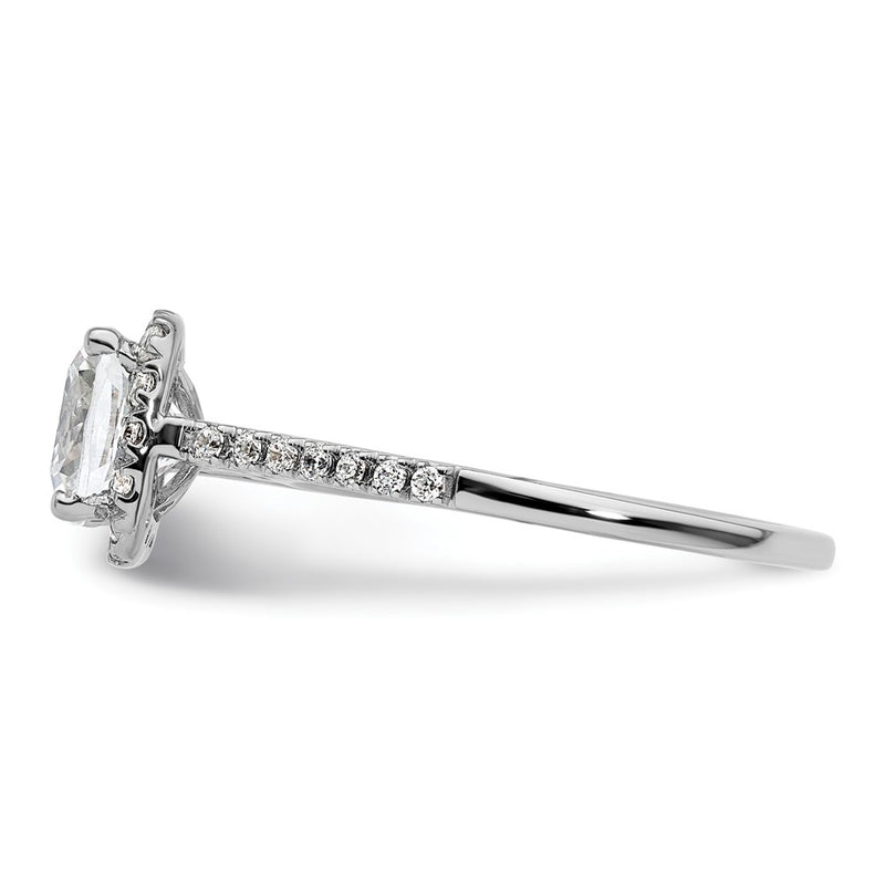 14k Two-tone Cushion Halo Simulated Diamond Engagement Ring