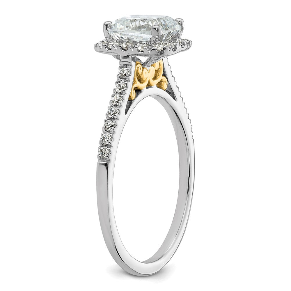 14k Two-tone Cushion Halo Simulated Diamond Engagement Ring