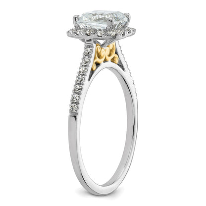 14k Two-tone Cushion Halo Simulated Diamond Engagement Ring