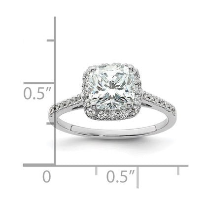 14k Two-tone Cushion Halo Simulated Diamond Engagement Ring
