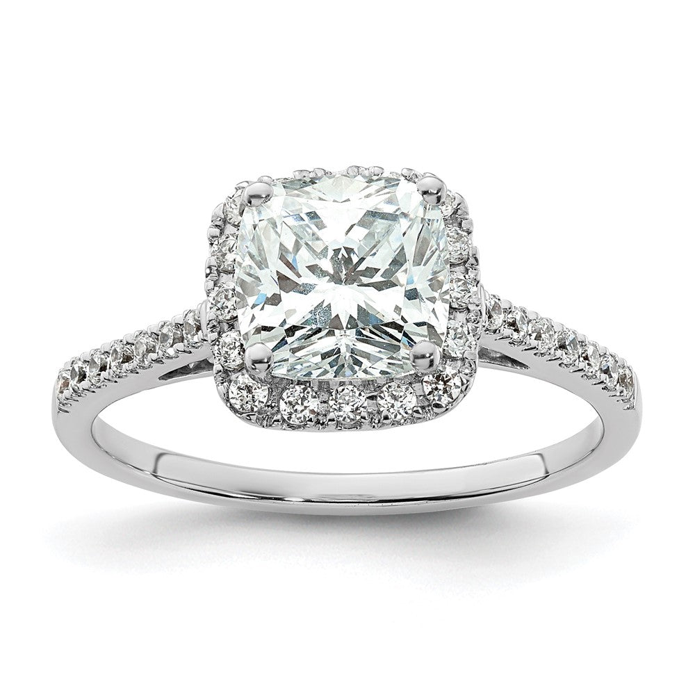 14k Two-tone Cushion Halo Simulated Diamond Engagement Ring