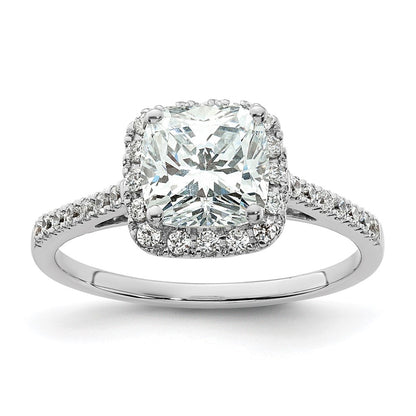 14k Two-tone Cushion Halo Simulated Diamond Engagement Ring