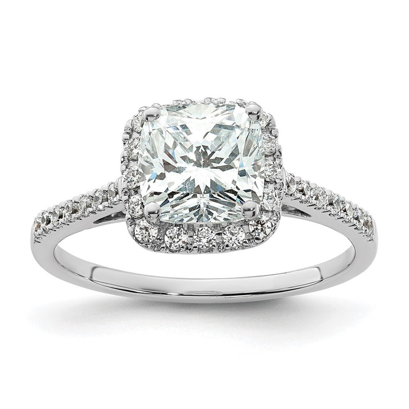 14k Two-tone Cushion Halo Simulated Diamond Engagement Ring