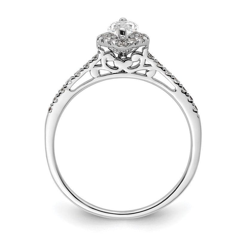 14K White Gold Halo (Holds 1/3 Carat (7.0X3.5mm) Marquise Center) 1/4 Diamond Semi Mount Engagement Ring