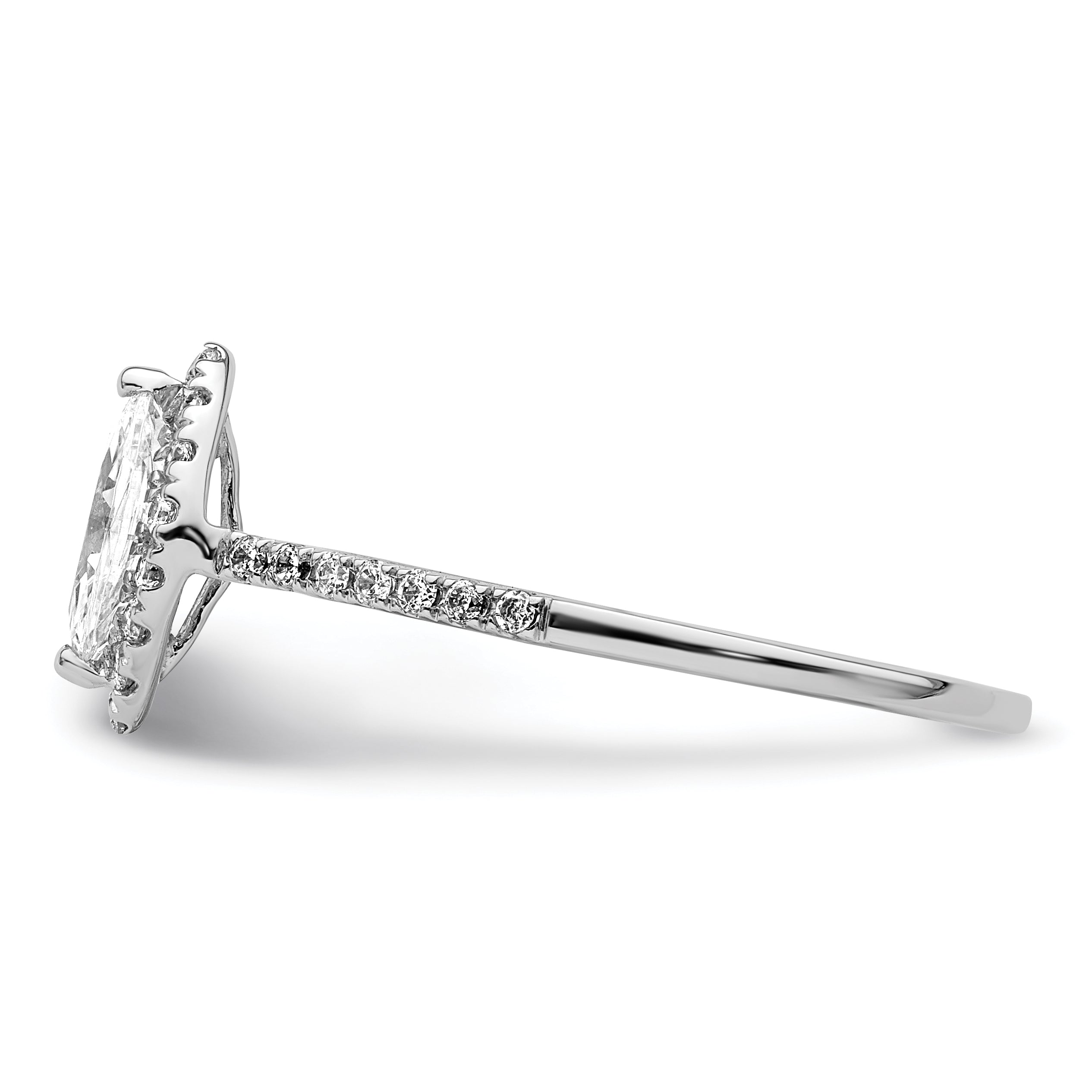 14K White Gold Halo (Holds 1/3 Carat (7.0X3.5mm) Marquise Center) 1/4 Diamond Semi Mount Engagement Ring