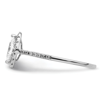 14K White Gold Halo (Holds 1/3 Carat (7.0X3.5mm) Marquise Center) 1/4 Diamond Semi Mount Engagement Ring