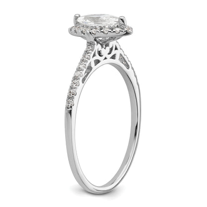 14K White Gold Halo (Holds 1/3 Carat (7.0X3.5mm) Marquise Center) 1/4 Diamond Semi Mount Engagement Ring