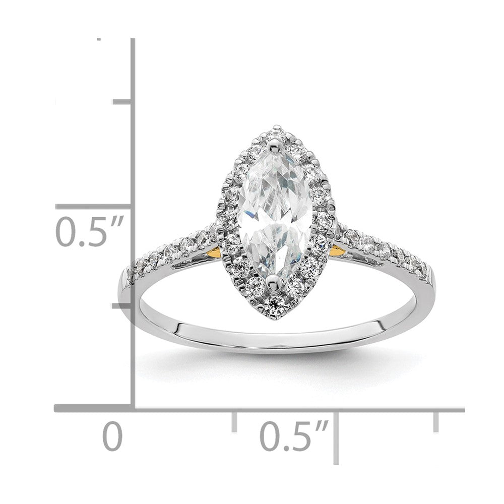 14K Two-Tone Gold Two-tone Halo (Holds 3/4 carat (9.0x4.5mm) Marquise Center) 1/3 carat Diamond Semi-mount Engagement Ring