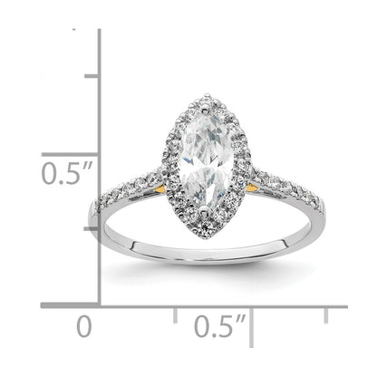 14K Two-Tone Gold Two-tone Halo (Holds 3/4 carat (9.0x4.5mm) Marquise Center) 1/3 carat Diamond Semi-mount Engagement Ring