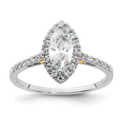 14K Two-Tone Gold Two-tone Halo (Holds 3/4 carat (9.0x4.5mm) Marquise Center) 1/3 carat Diamond Semi-mount Engagement Ring