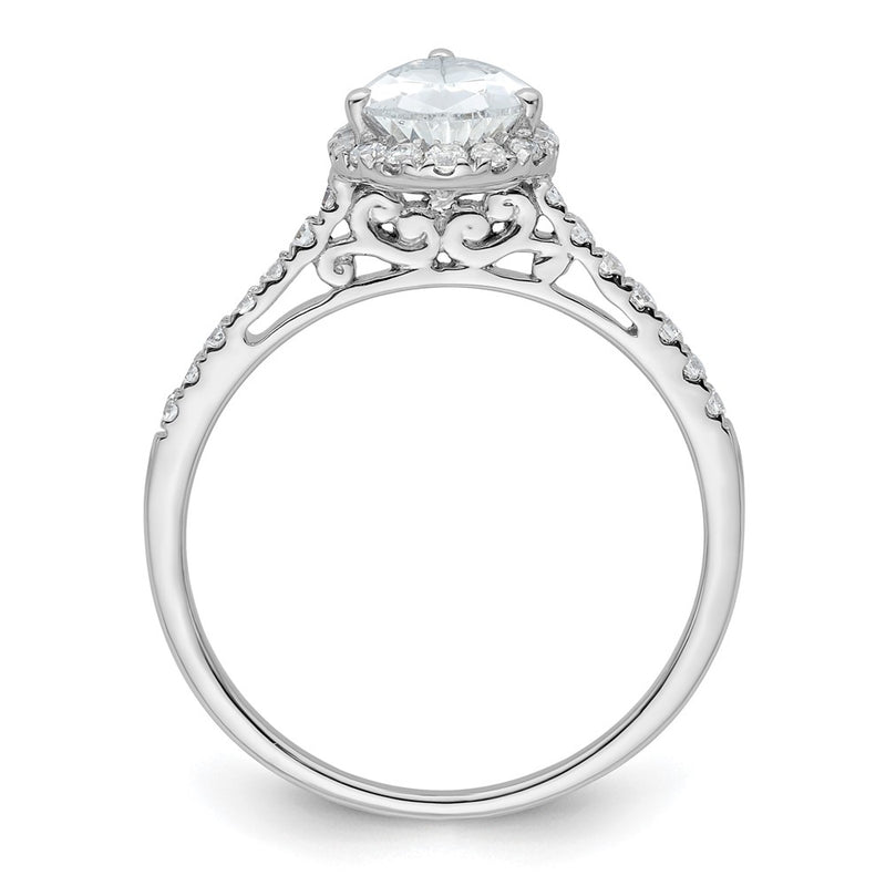 14K White Gold Halo (Holds 1.5 carat (9x6mm) Pear Center) 1/4 carat Diamond Semi-mount Engagement Ring