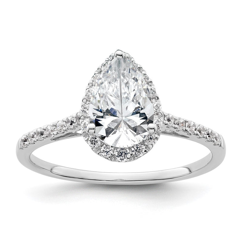 14K White Gold Halo (Holds 1.5 carat (9x6mm) Pear Center) 1/4 carat Diamond Semi-mount Engagement Ring