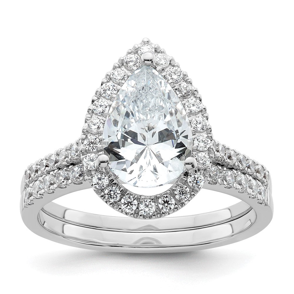 1/3 Ct. Natural Pear Shape Diamond Semi-mount Engagement Ring in 14K White Gold