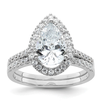 1/3 Ct. Natural Pear Shape Diamond Semi-mount Engagement Ring in 14K White Gold