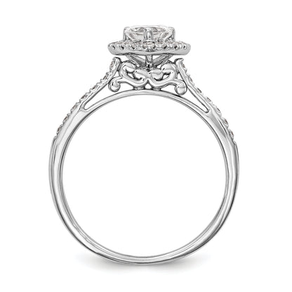 14K Rose Gold Heart Halo Diamond Semi Mount Engagement Ring