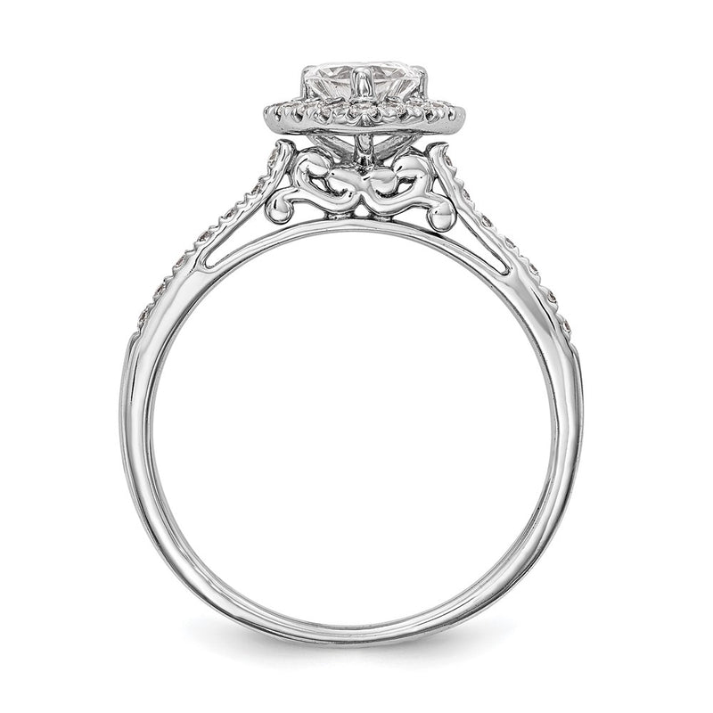 14K Rose Gold Heart Halo Diamond Semi Mount Engagement Ring