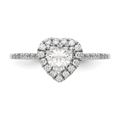 14K Rose Gold Heart Halo Diamond Semi Mount Engagement Ring