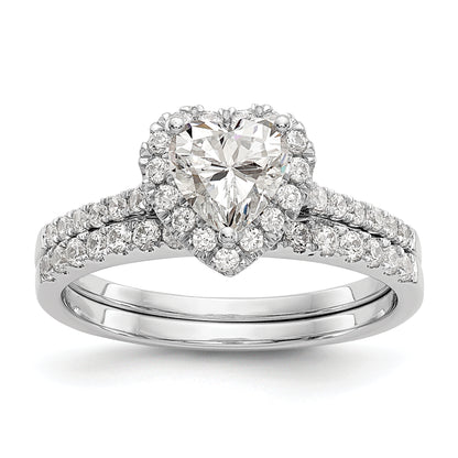 14K Rose Gold Heart Halo Diamond Semi Mount Engagement Ring