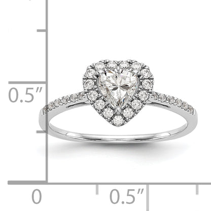 14K Rose Gold Heart Halo Diamond Semi Mount Engagement Ring