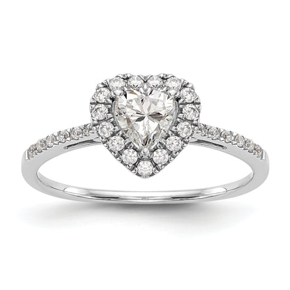 14K Rose Gold Heart Halo Diamond Semi Mount Engagement Ring